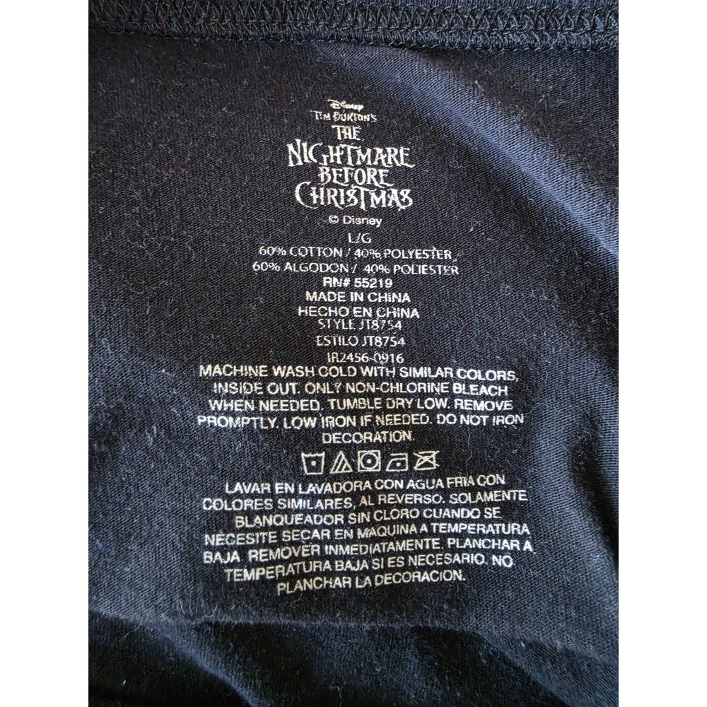 Disney Women's Black Graphic T-Shirt Size L Short Sleeve Cotton Polyester Blend - Picture 3 of 4